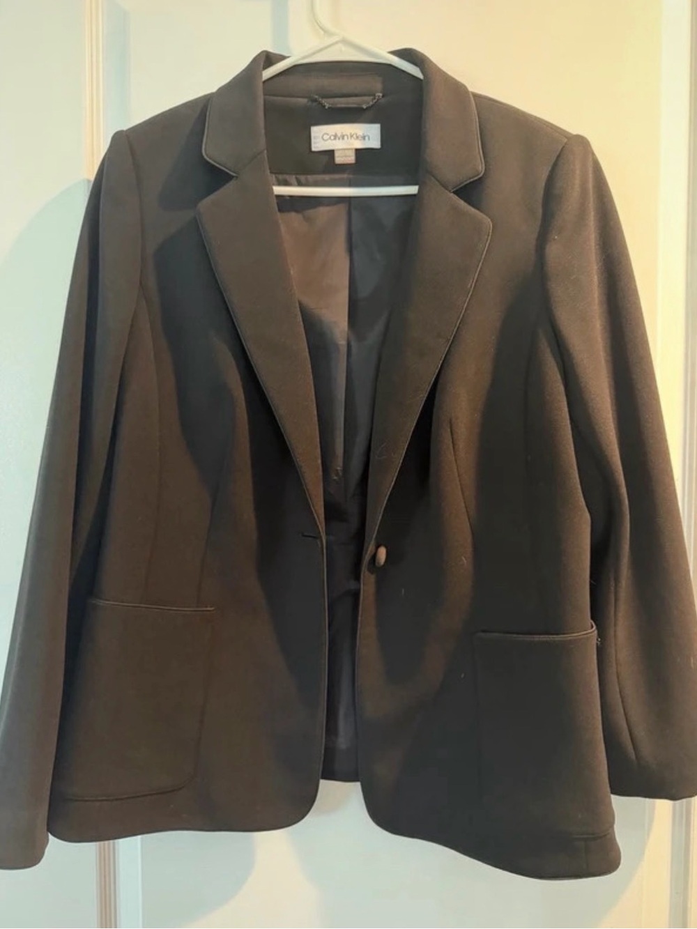 Calvin Klein Women's Black Single-Button Notched Blazer
